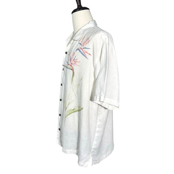 Tommy Bahama | Men | 100% Linen Floral Bird Paradise Button Up Camp Shirt | XL - Picture 4 of 9